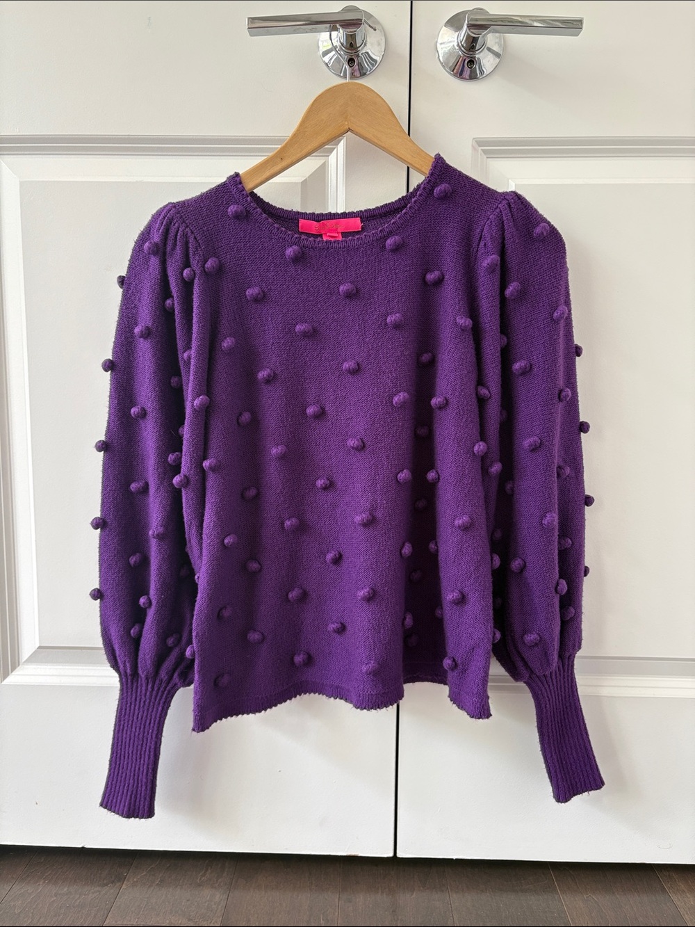 Lilly Pulitzer Purple Pom-Pom Crewneck Sweater